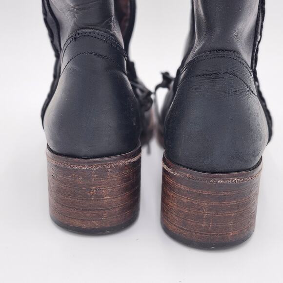 Zodiac Leather Block Heel Black Western Boho Side Zip Boots Womens 9 S0058 - Picture 5 of 10